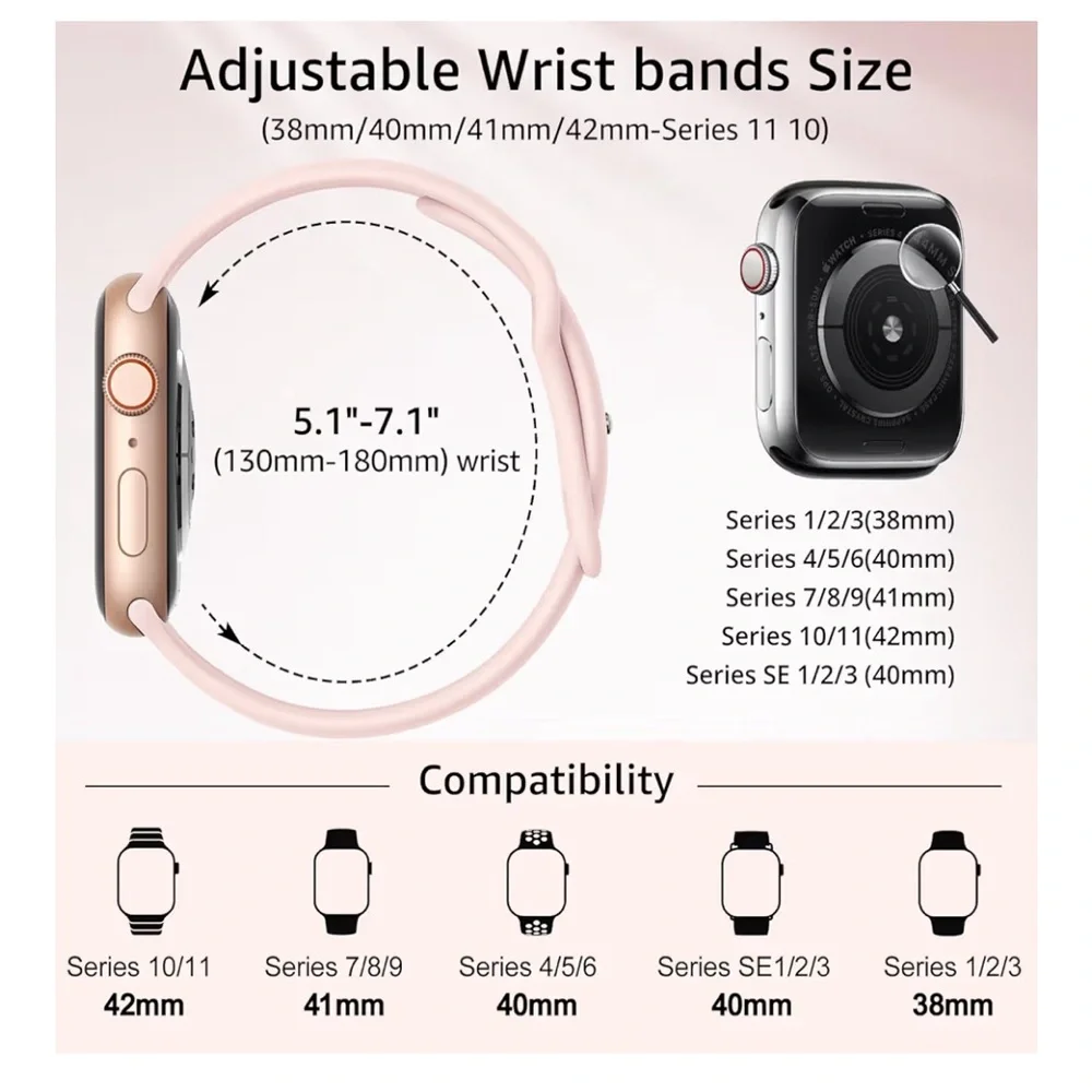 Apple Watch Silicone Sport Band: Pink